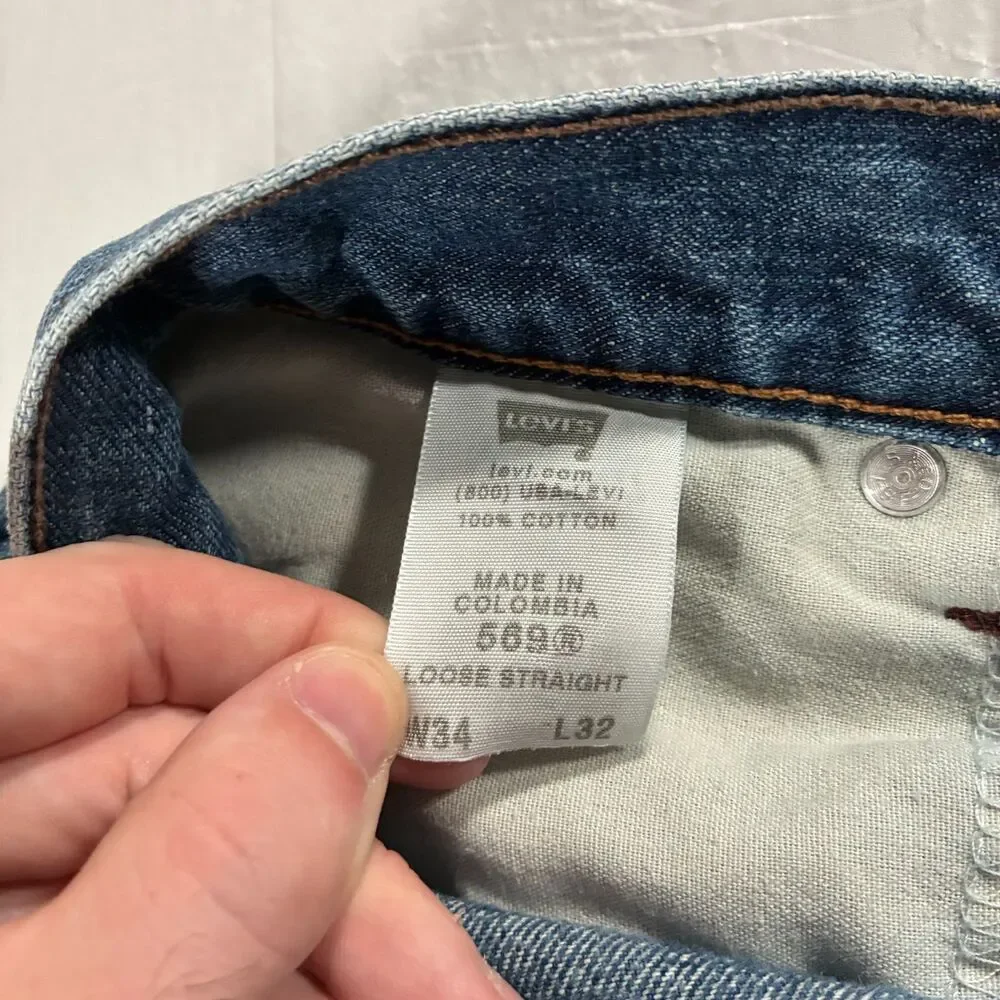VTG Levi's 569 Loose Straight Jeans Mens 34x32 Light Wash Blue Baggy Denim Y2K